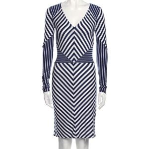 DVF blue and white straight V-neck dress.XS